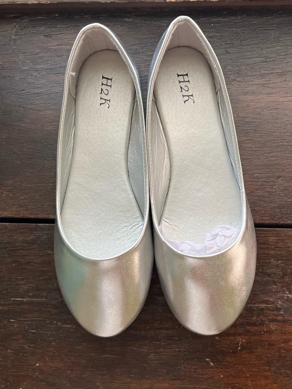 H2k Metallic Silver Women's Ballet Flats